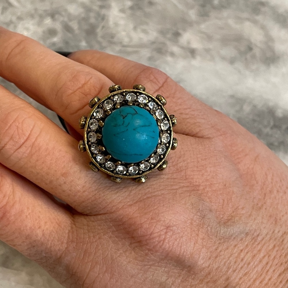 Anthropologie Vintage Turquoise Statement Ring